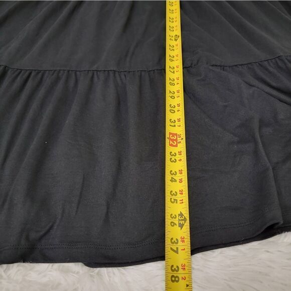 Love, Fire Long Sleeve Ruffle Hem Dress Solid Black Soft Material Plus Size 4X - Picture 7 of 8